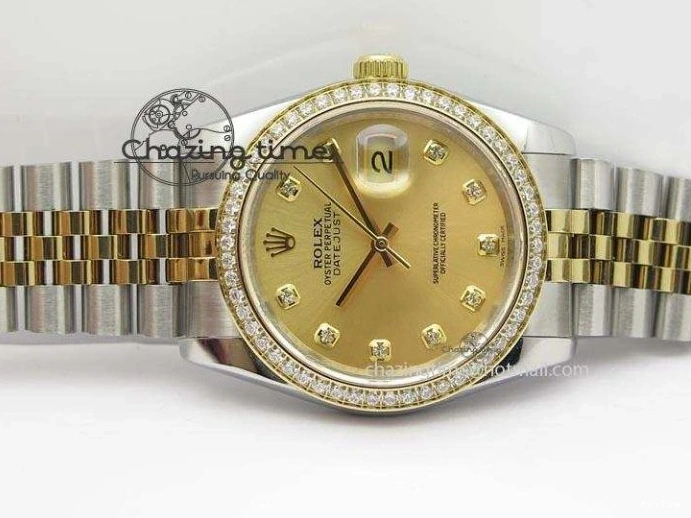 MiroTime 1219 HighPerformance DateJust 116234 BP Best Edition SS YG Gold Dial Diamond Markers On SS Bracelet A2824 V 3940